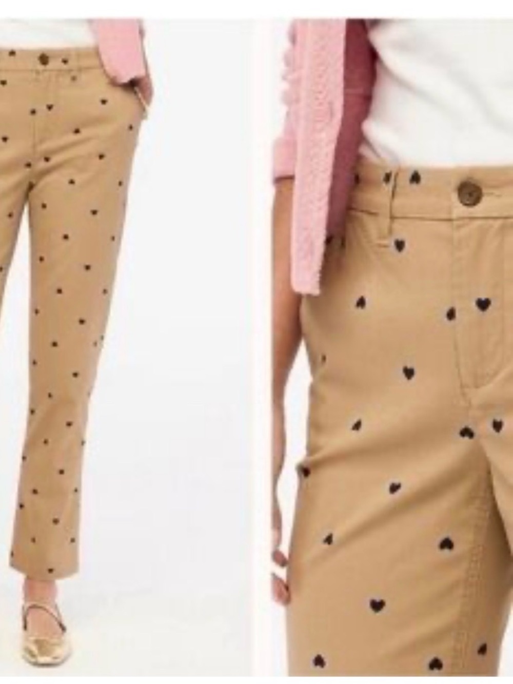 J. Crew NWT high rise chino pants khaki navy hearts preppy 2P